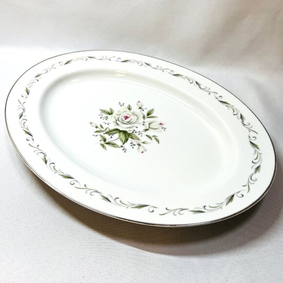 Diamond China Oval Serving Platter Romance Pink Floral Pattern 12 1/4" Japan - Picture 5 of 7